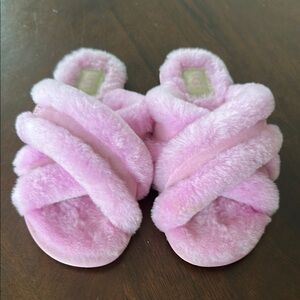 UGG Pink Scuffita Fluffy Slippers